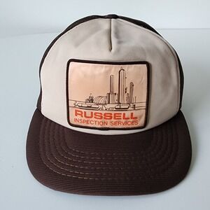Vintage Russell Inspection Services Trucker Hat Mesh Cap‎ Snap Back Construction
